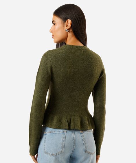 suéter peplum feminino de tricot verde