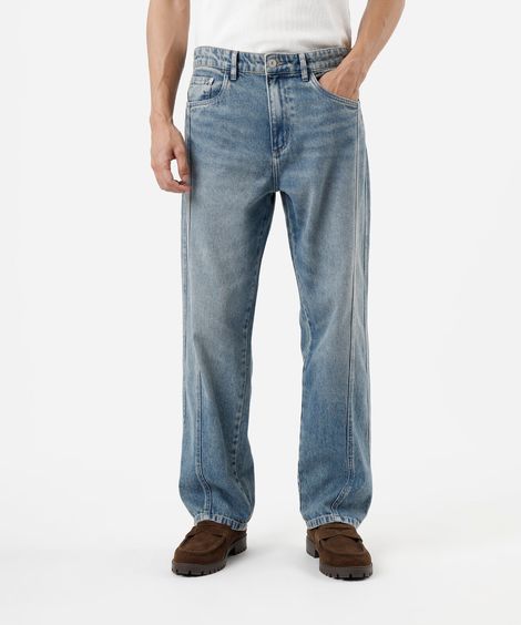 calça baggy masculina jeans com recorte azul