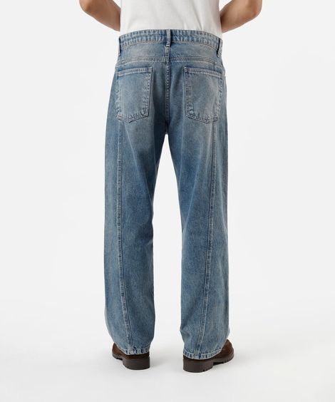 calça baggy masculina jeans com recorte azul