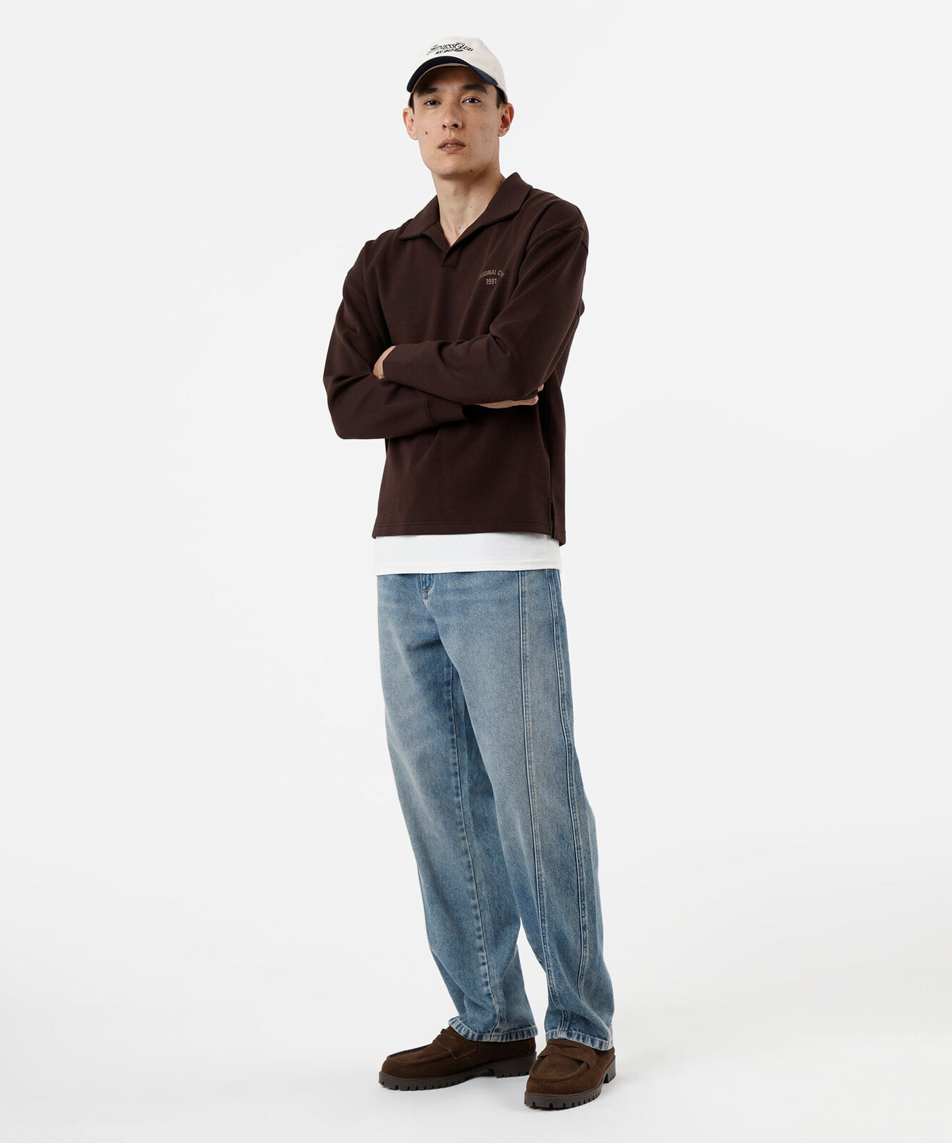 calça baggy masculina jeans com recorte azul