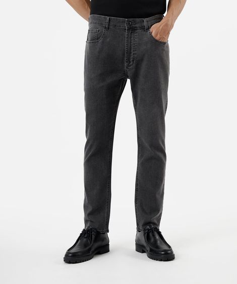 calça slim cropped masculina jeans cinza