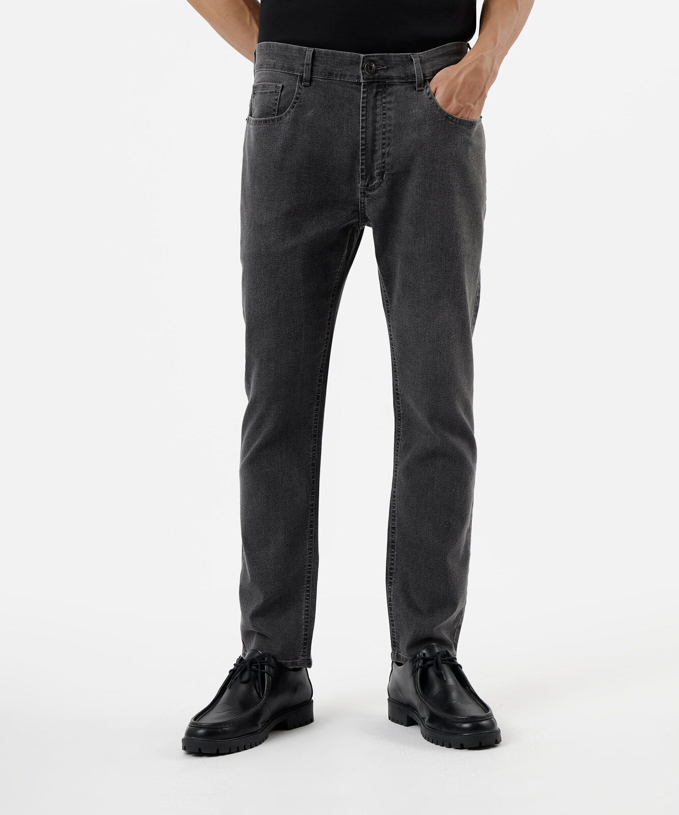 calça slim cropped masculina jeans cinza