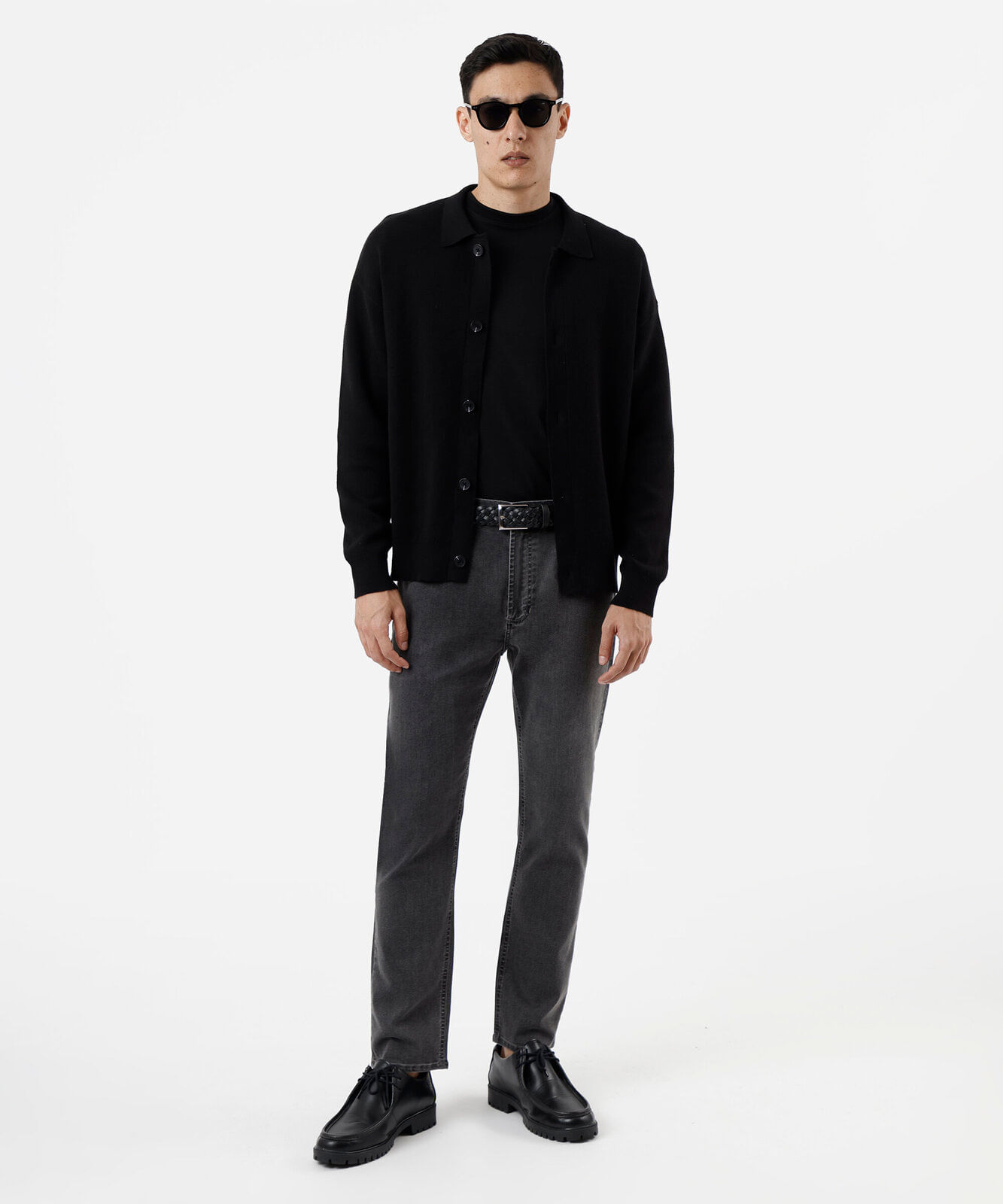 calça slim cropped masculina jeans cinza