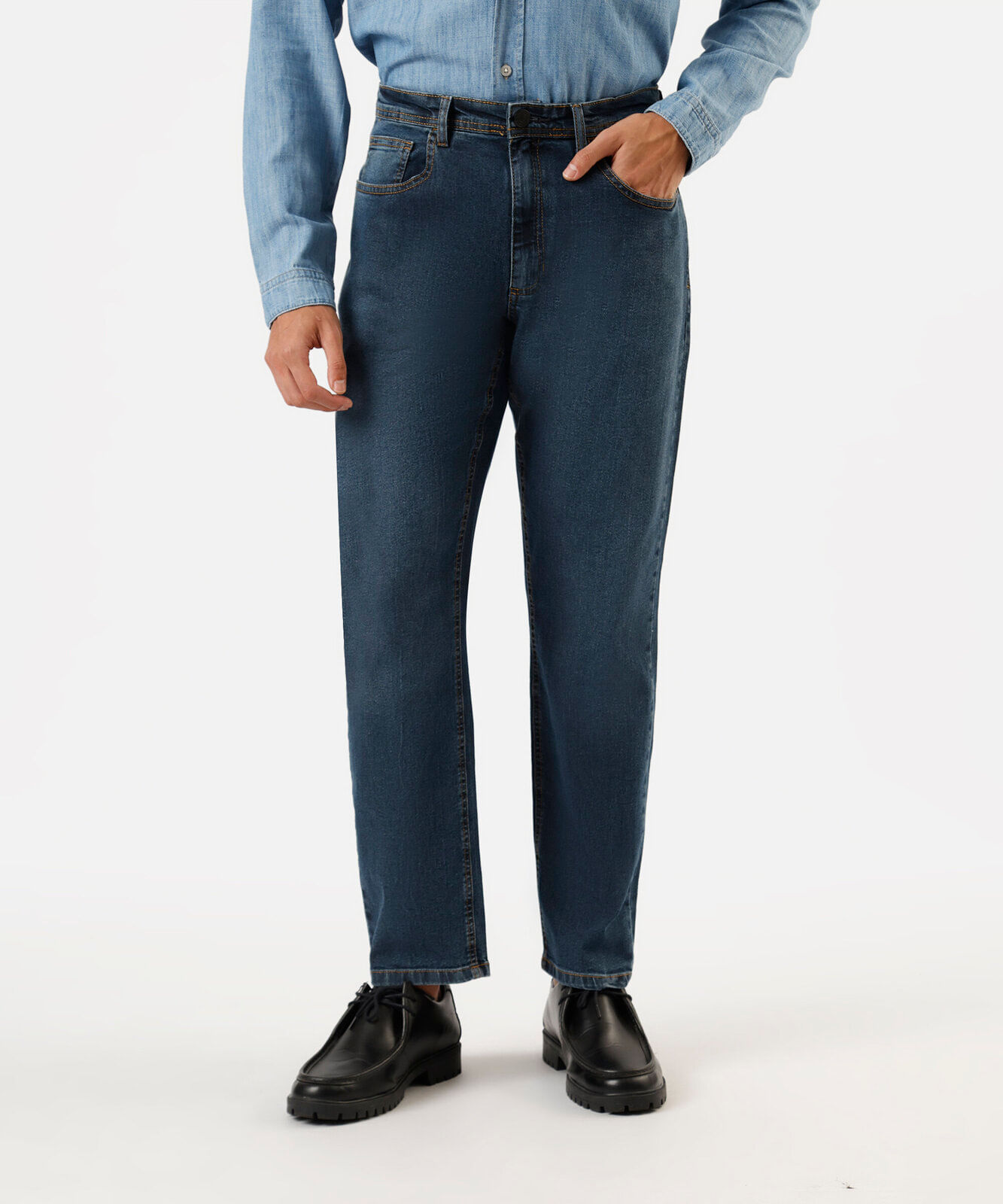 calça slim masculina jeans azul