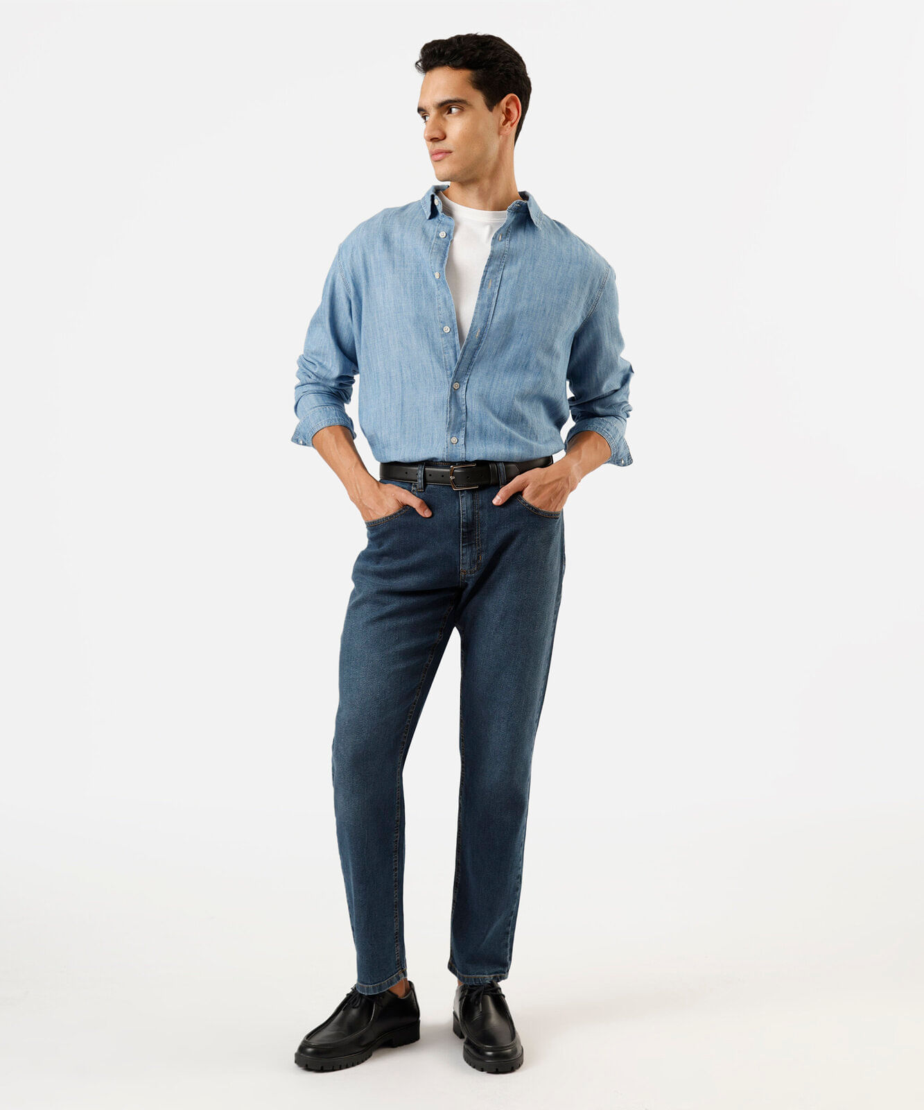 calça slim masculina jeans azul