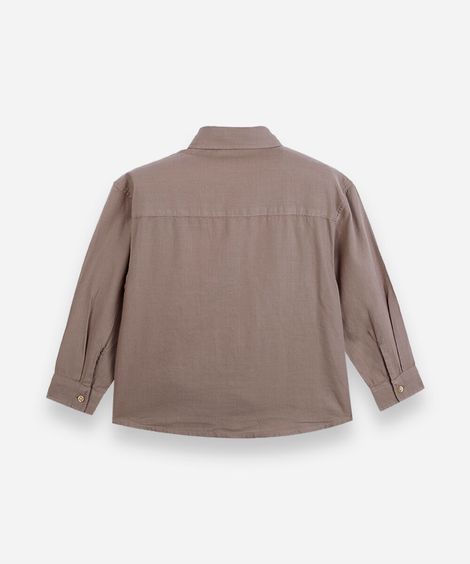 camisa infantil de algodão com bolsos marrom