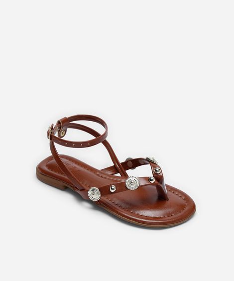 rasteirinha infantil com tachas marrom