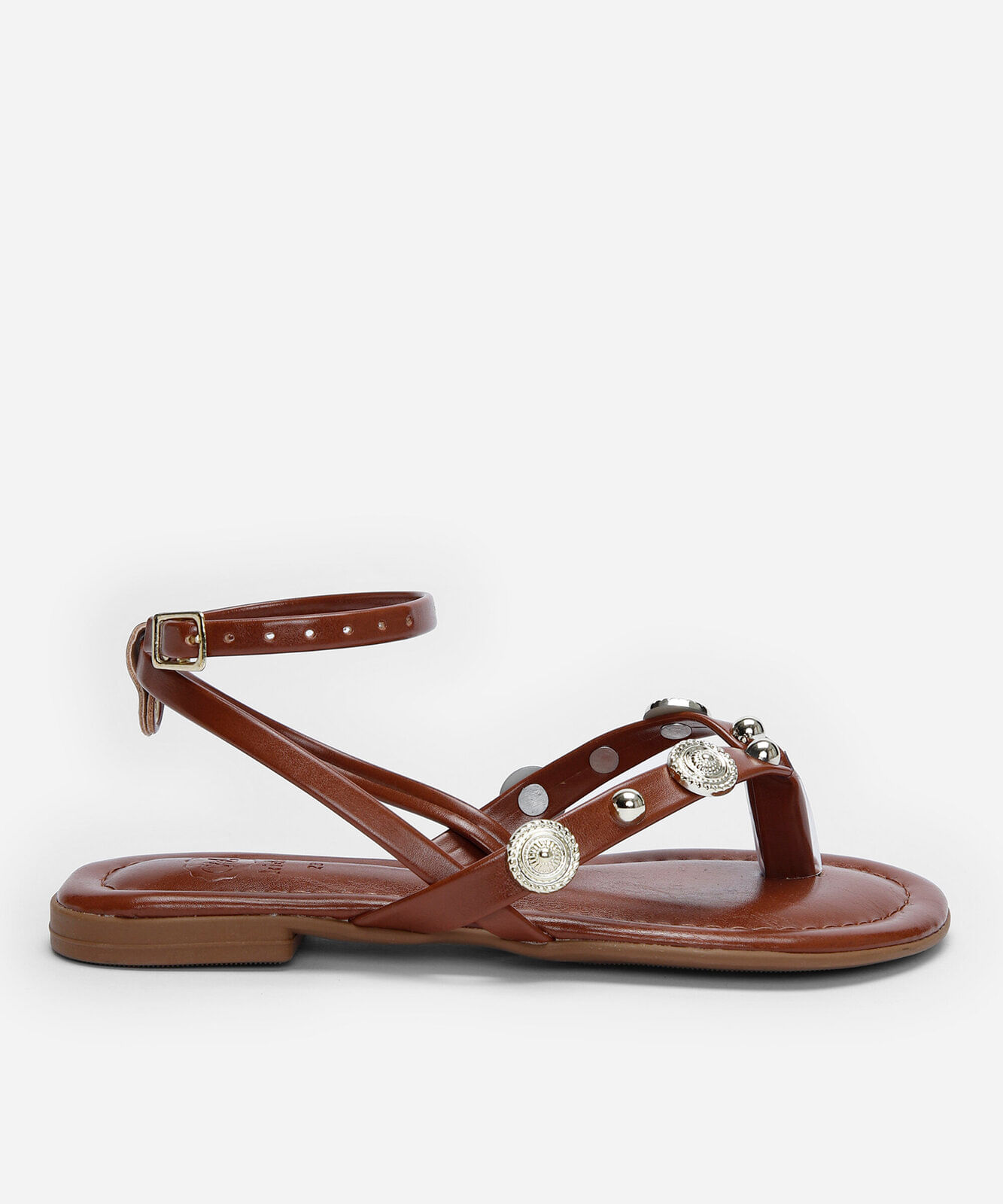 rasteirinha infantil com tachas marrom