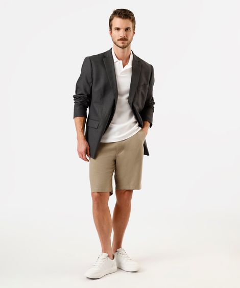 bermuda reta masculina de algodão texturizada bege