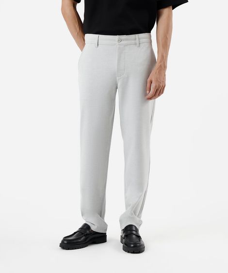 calça reta de alfaiataria cinza