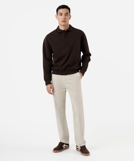 calça chino reta de sarja masculina bege