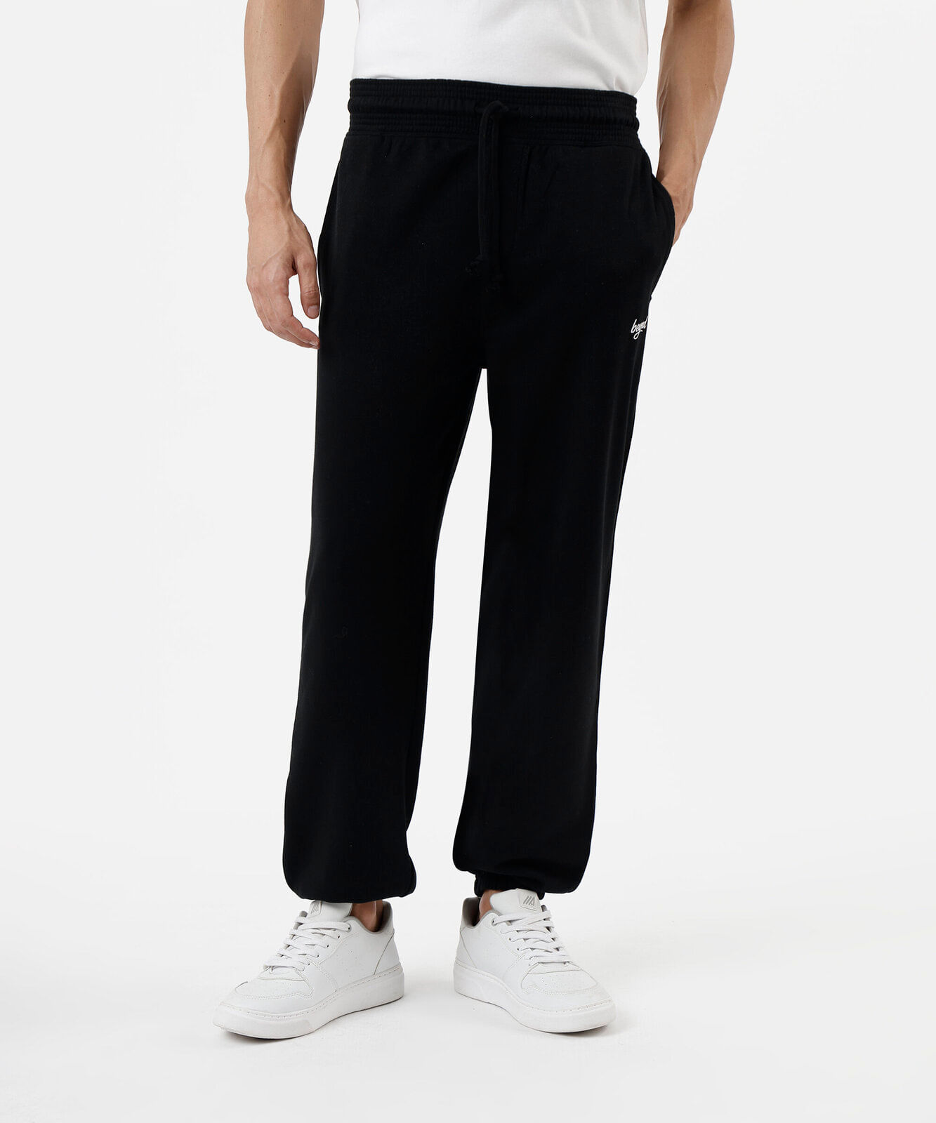 calça jogger masculina de moletom sem felpa preto