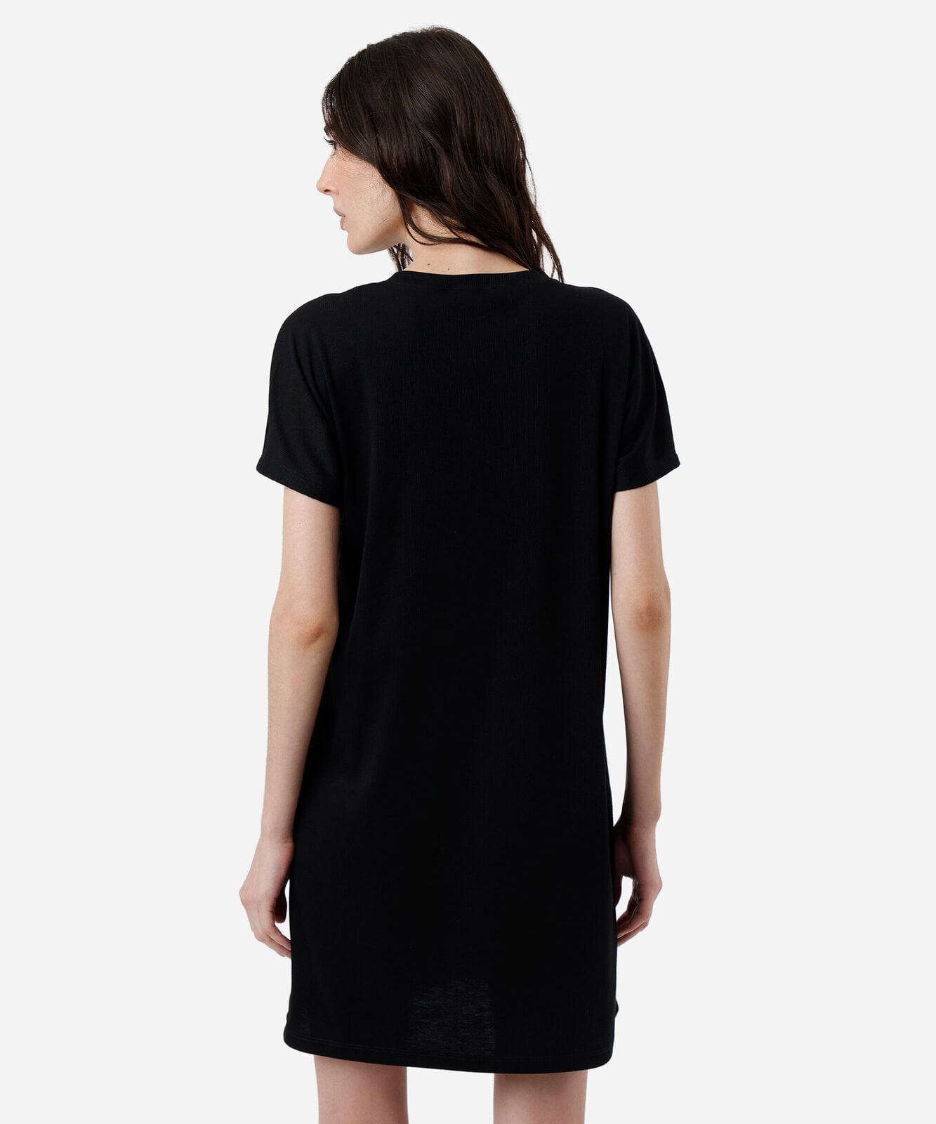 vestido curto feminino com viscose canelado preto