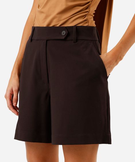 bermuda de alfaiataria feminina marrom