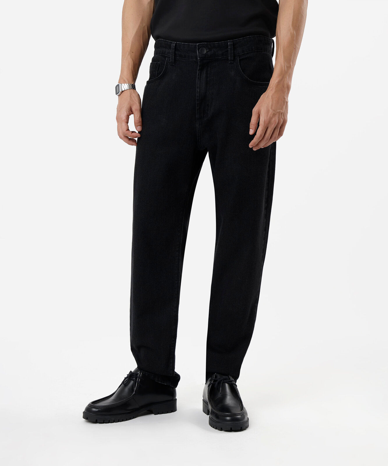 calça reta masculina jeans preta