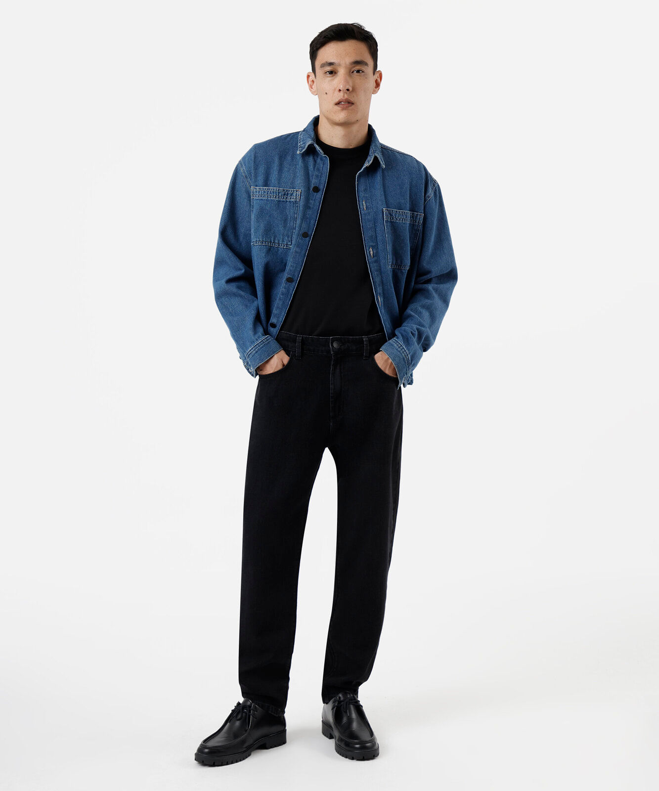 calça reta masculina jeans preta