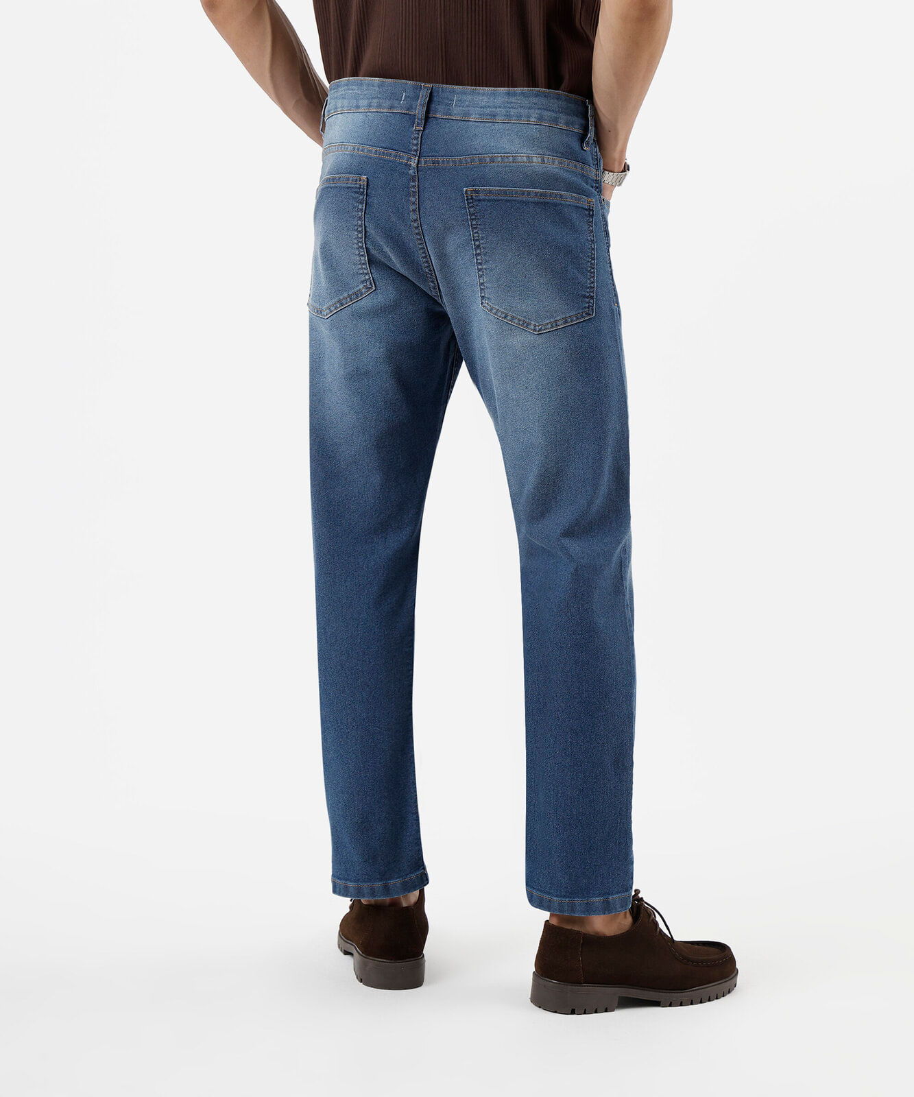 calça slim cropped masculina jeans azul