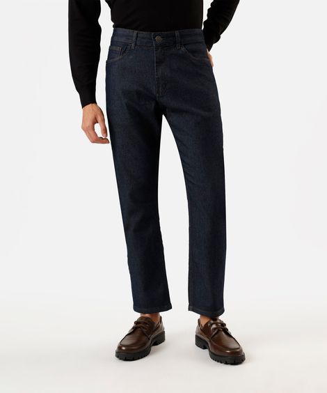calça slim cropped  masculina jeans azul