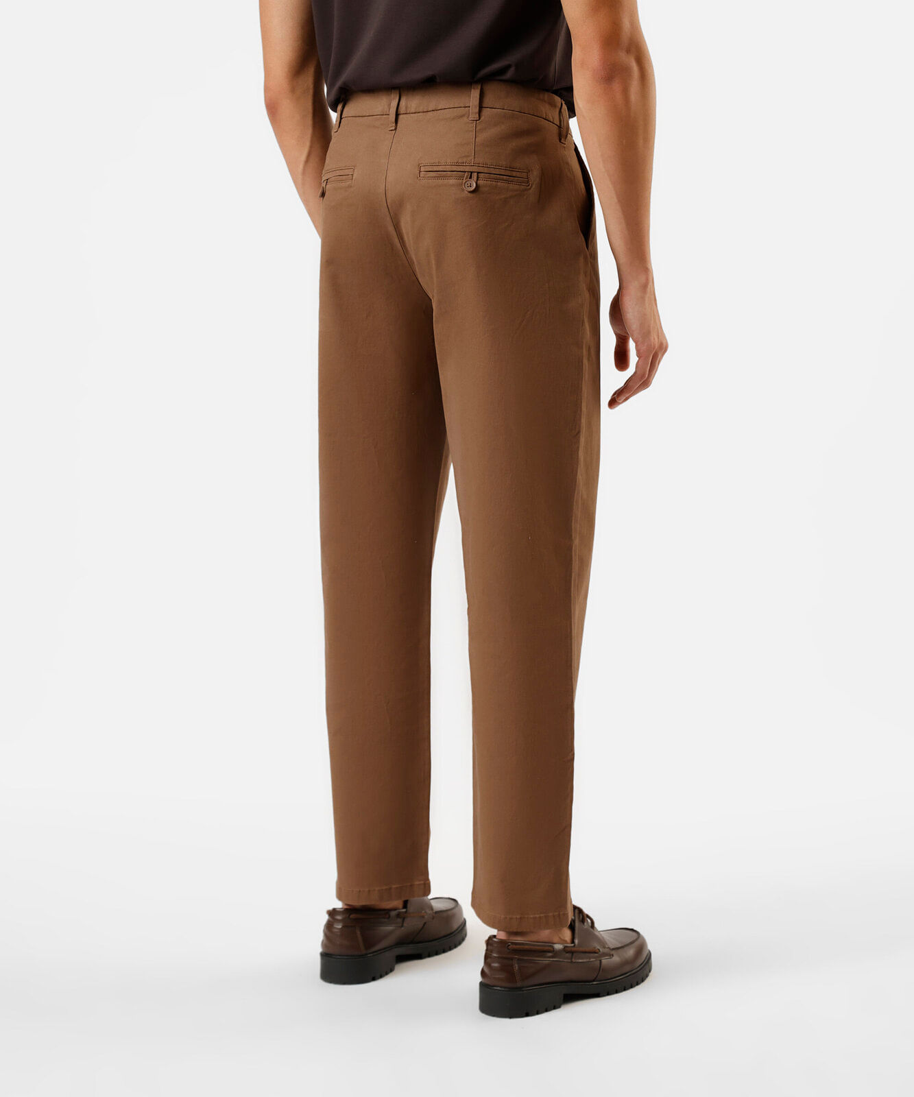 calça chino reta masculina de algodão marrom