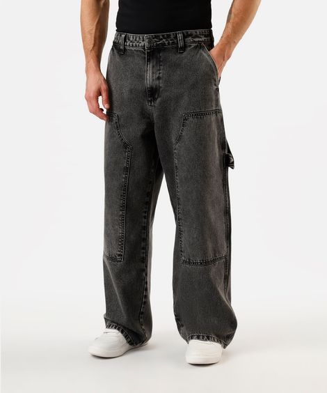 calça super baggy masculina jeans  preta