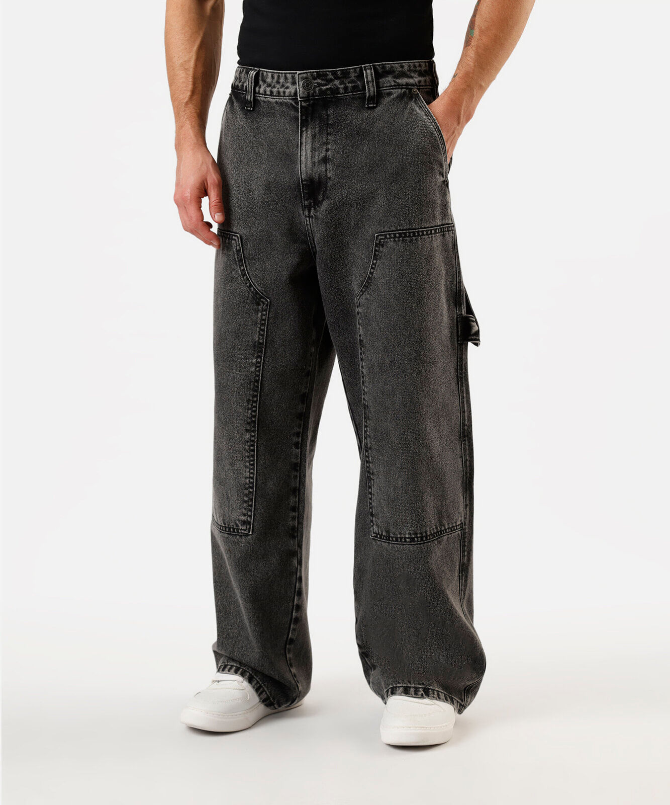 calça super baggy masculina jeans  preta