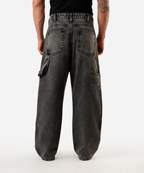 calça super baggy masculina jeans  preta