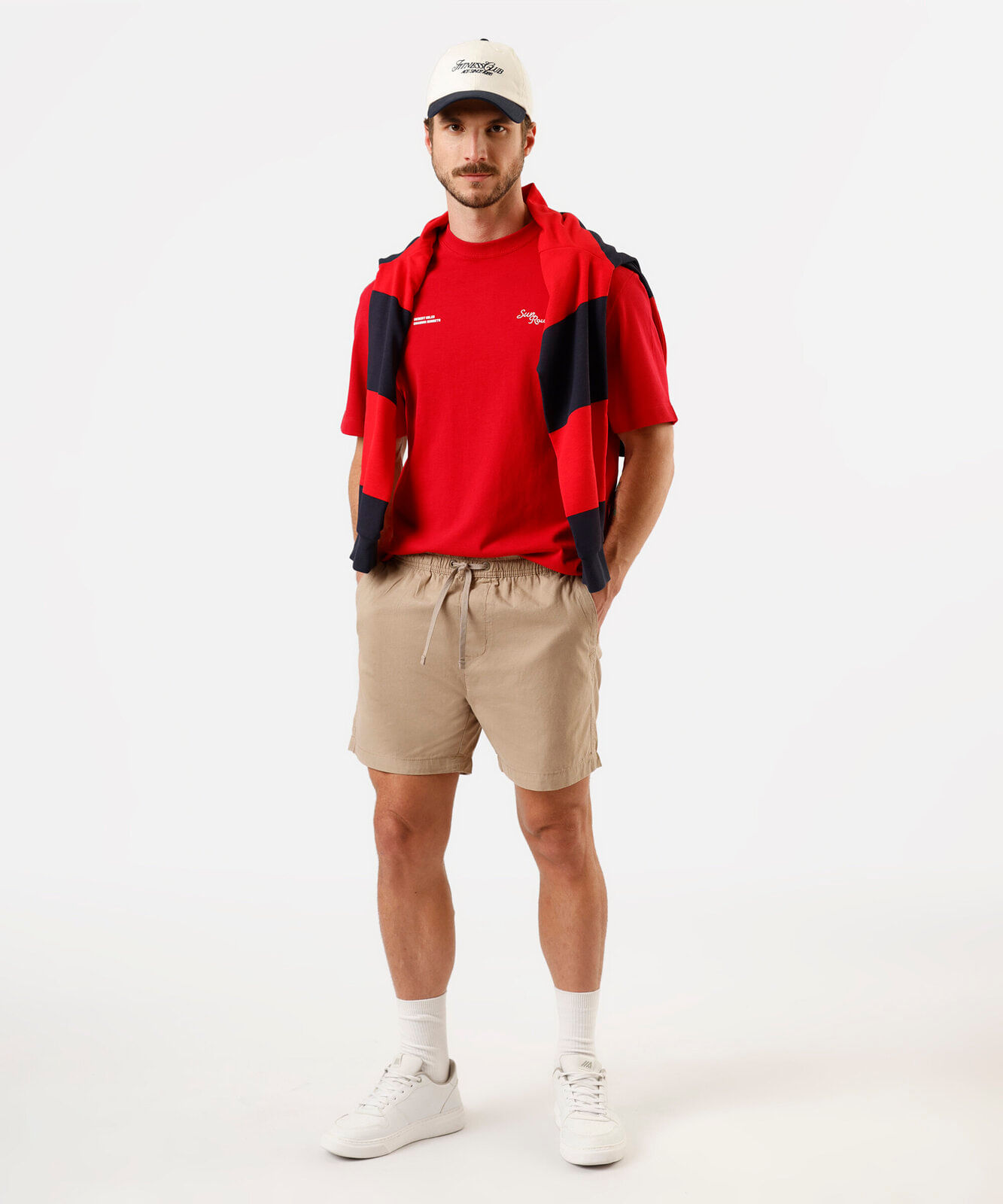 camiseta masculina de algodão sun route vermelho