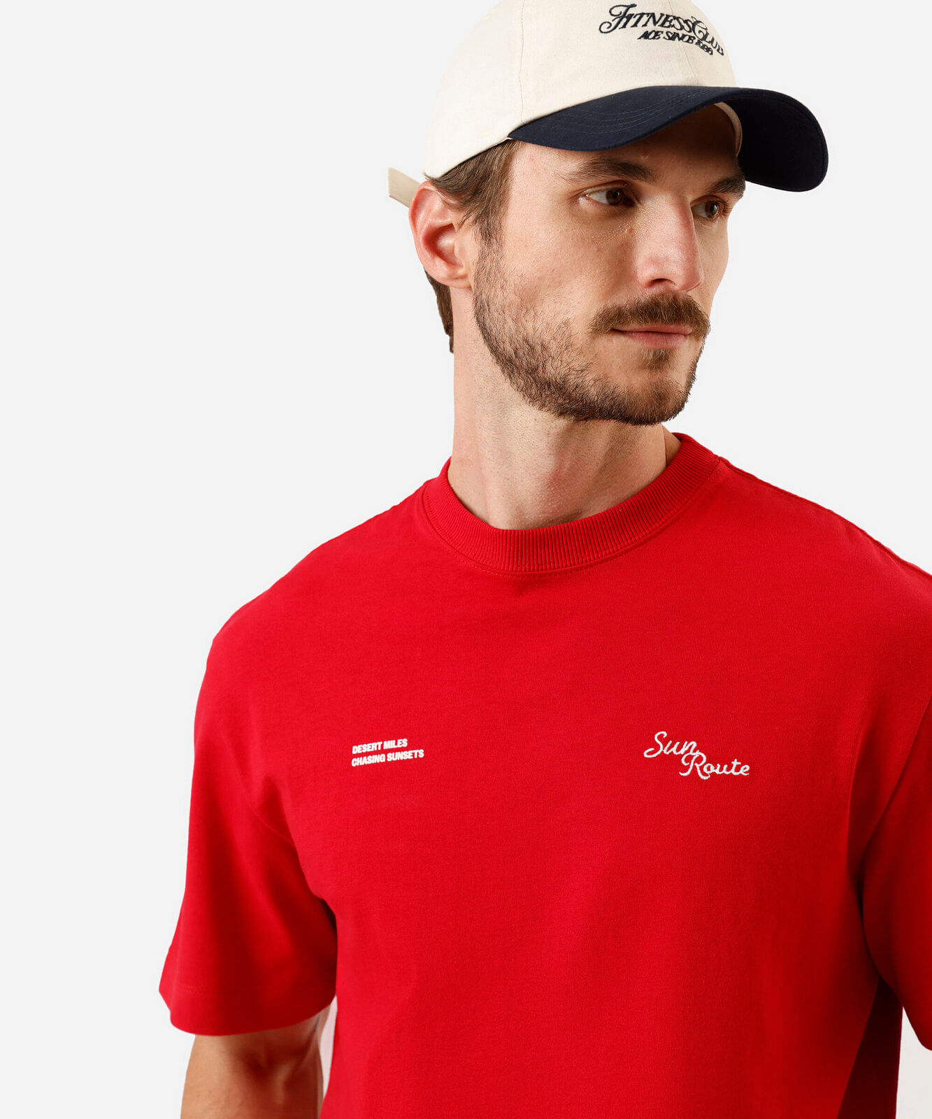 camiseta masculina de algodão sun route vermelho