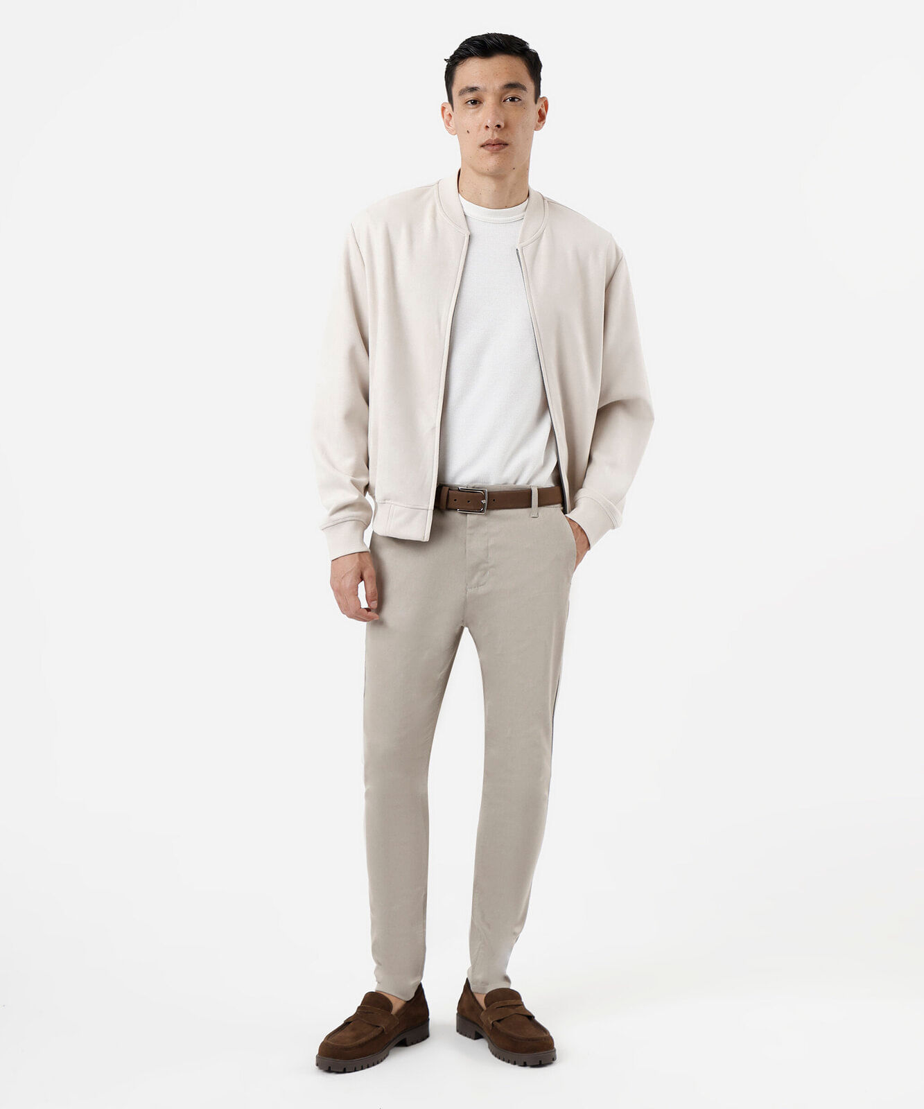 jaqueta bomber masculina de suede off white