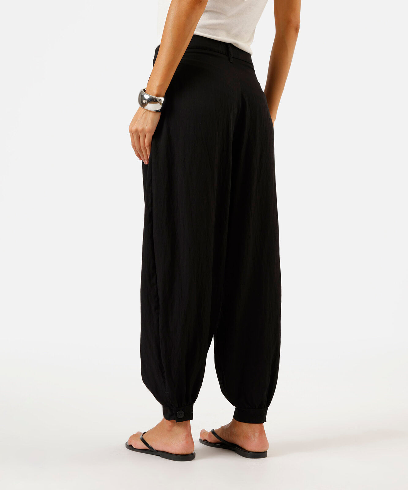calça balloon feminina com viscose cintura alta preta