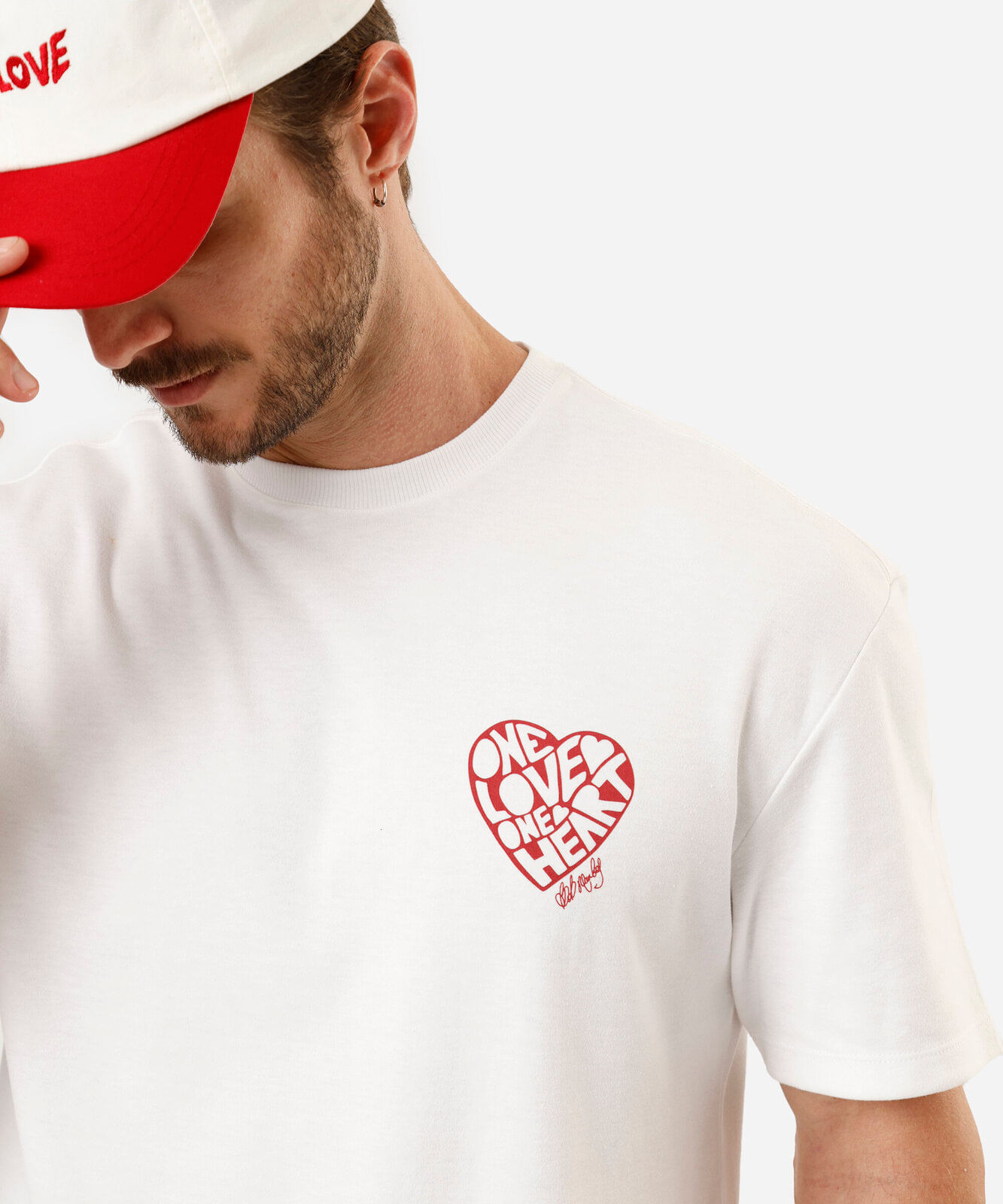 camiseta masculina com algodão manga curta bob marley off white