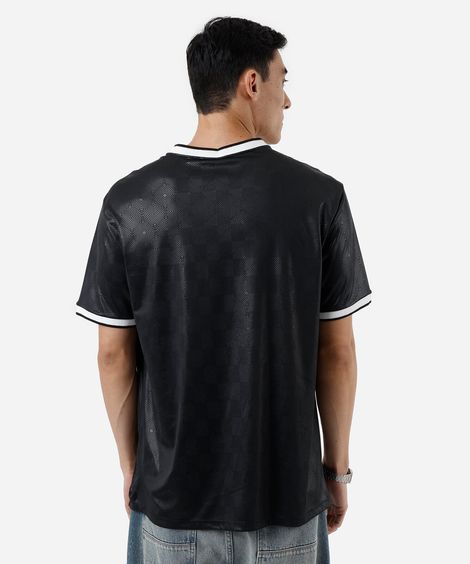 camiseta esportiva masculina manga curta estampada preta