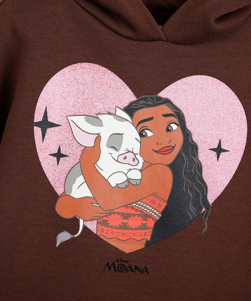 vestido infantil de moletom com capuz moana marrom