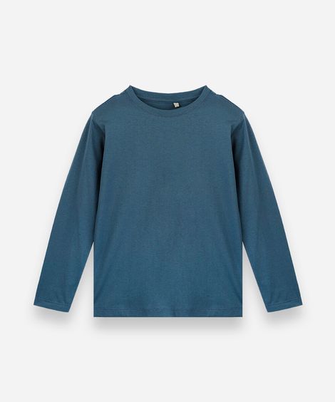 camiseta infantil de algodão manga longa azul