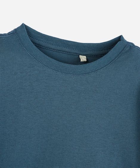 camiseta infantil de algodão manga longa azul