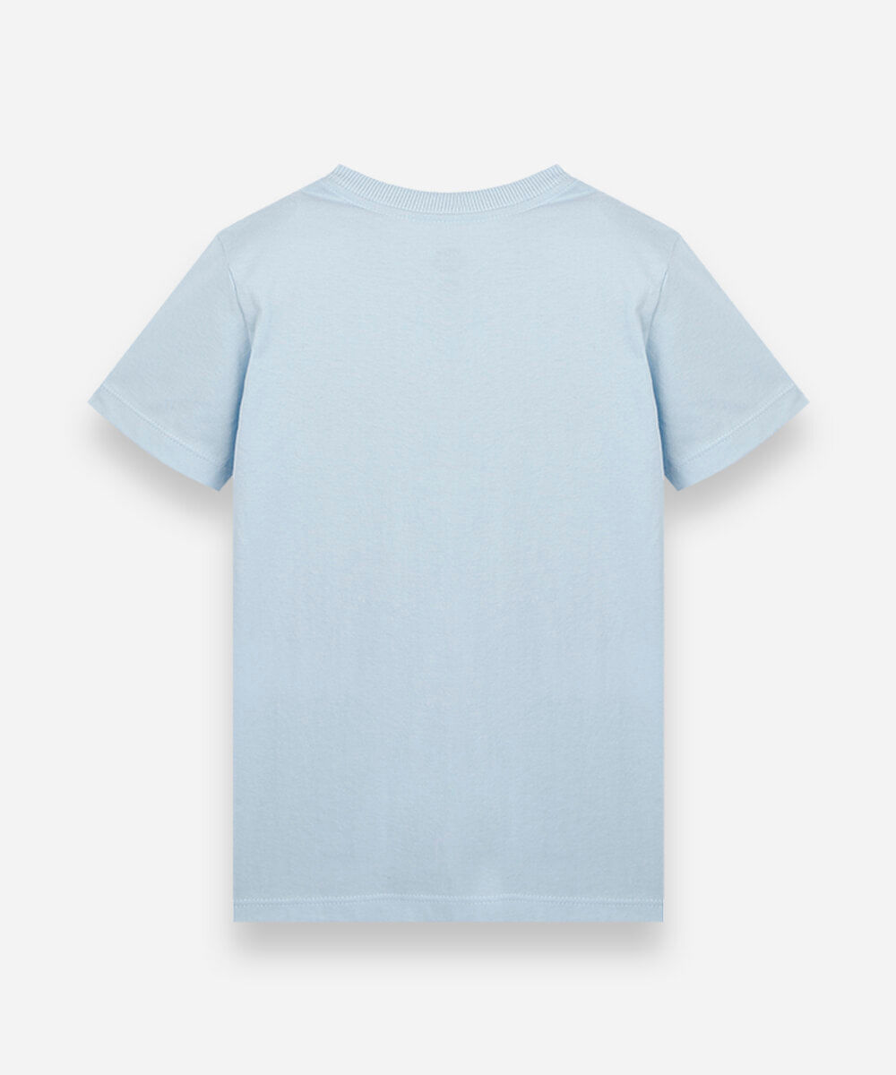 camiseta infantil de algodão manga curta estampada azul