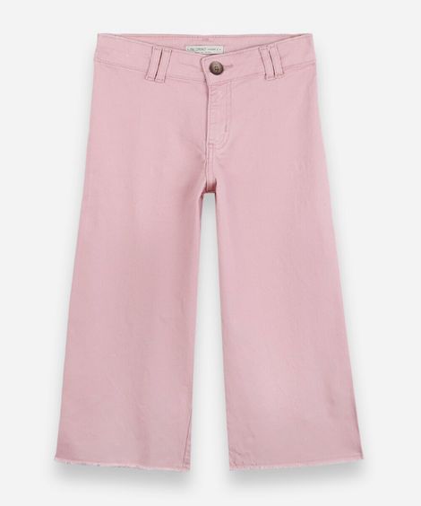 calça infantil de sarja  com barra a fio rosa