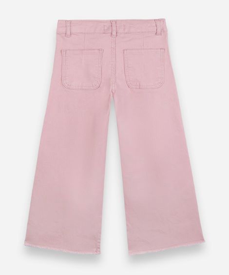 calça infantil de sarja  com barra a fio rosa