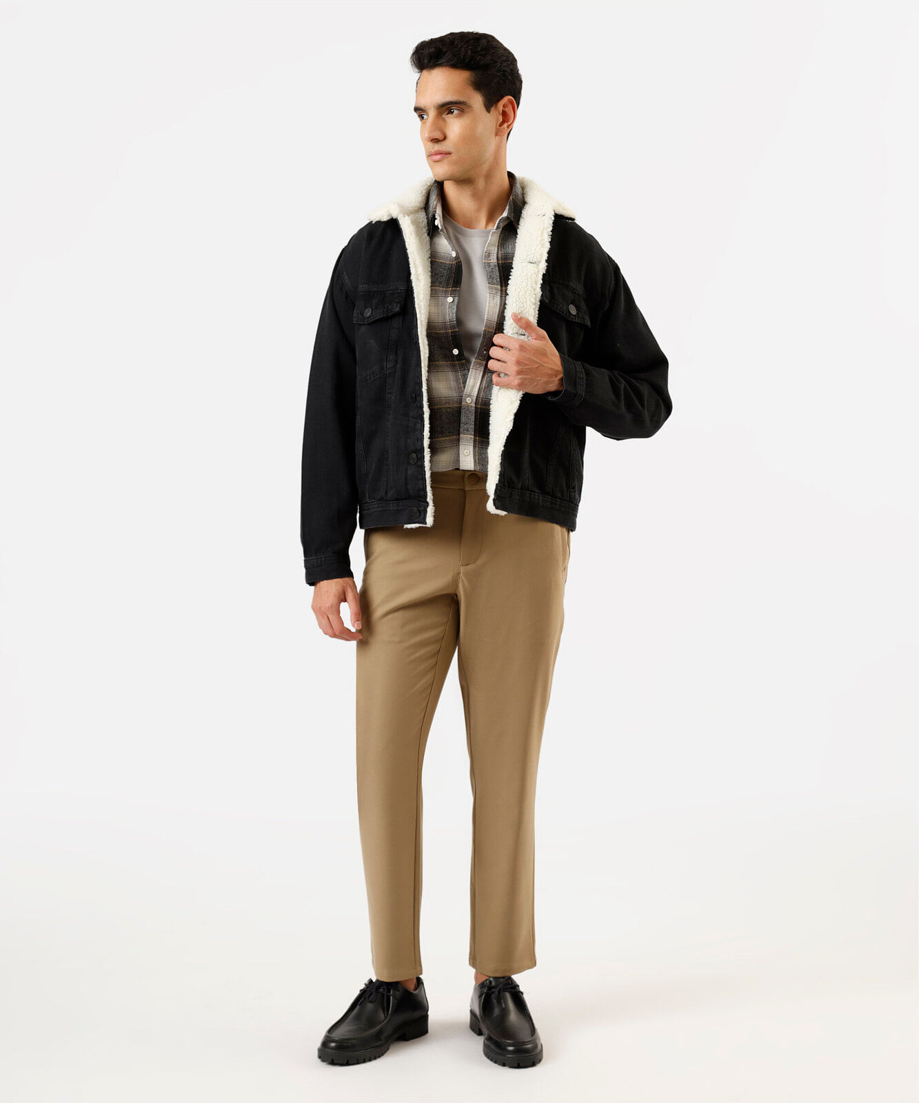 calça social slim masculina cós com elástico bege