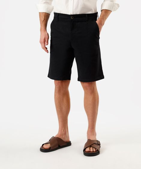 bermuda reta de sarja com bolso preto