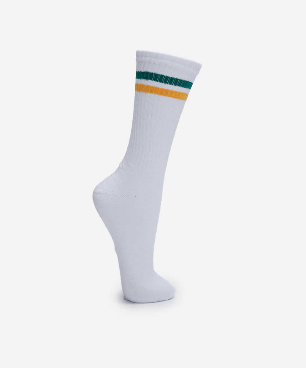 meia masculina cano alto listras branca