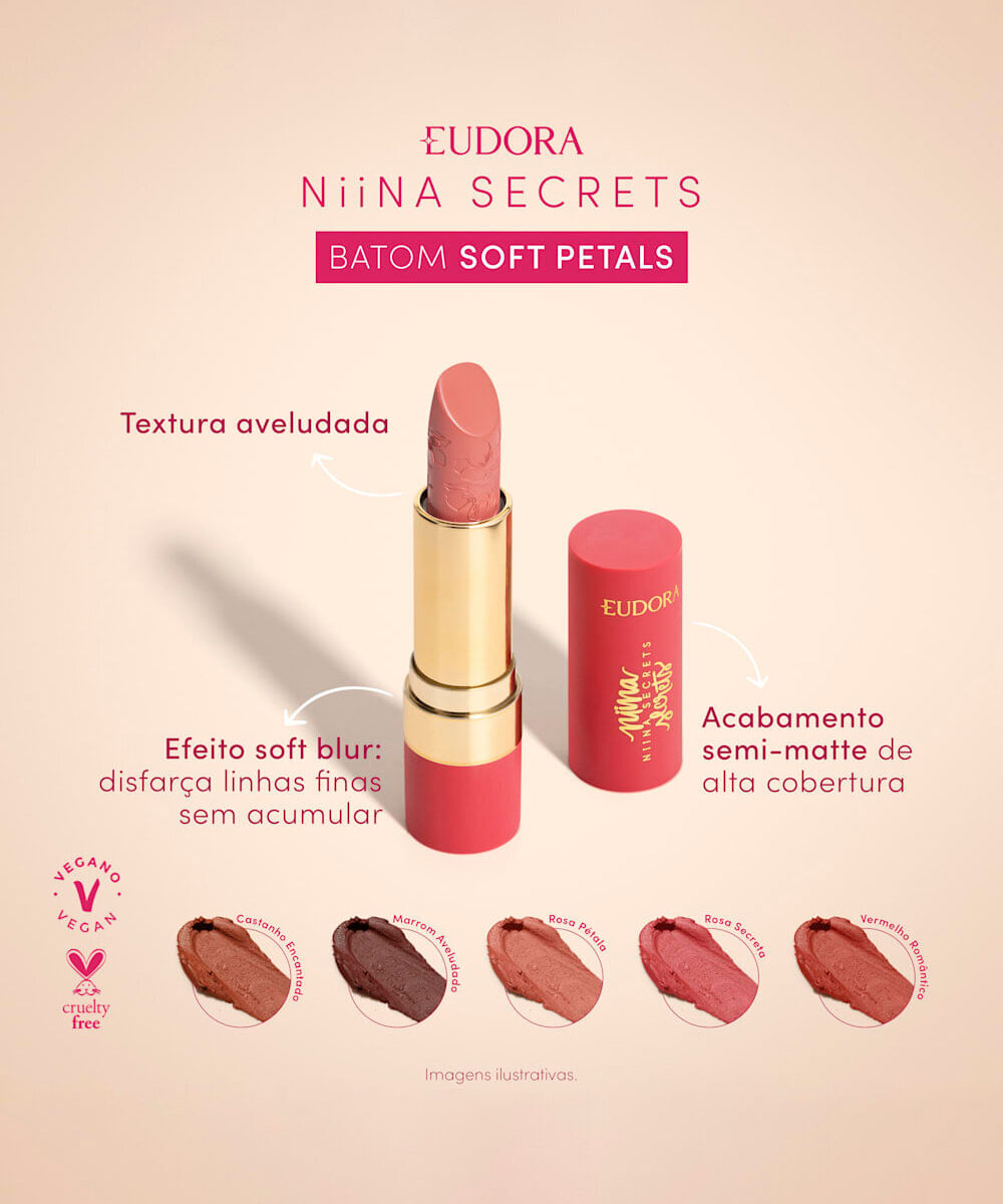 batom eudora by niina secrets soft petals rosa secreta