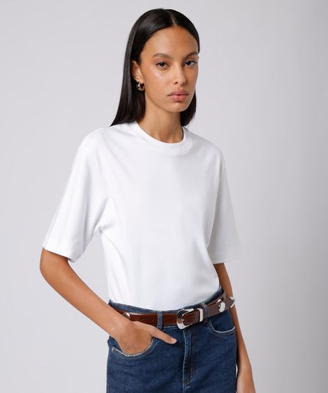 camiseta box fit feminina de algodão peruano mindset branca