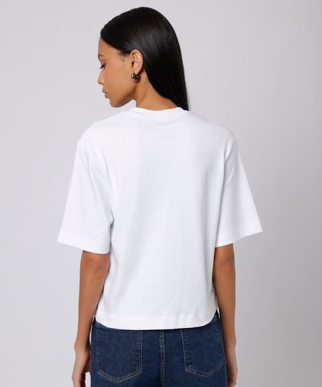 camiseta box fit feminina de algodão peruano mindset branca