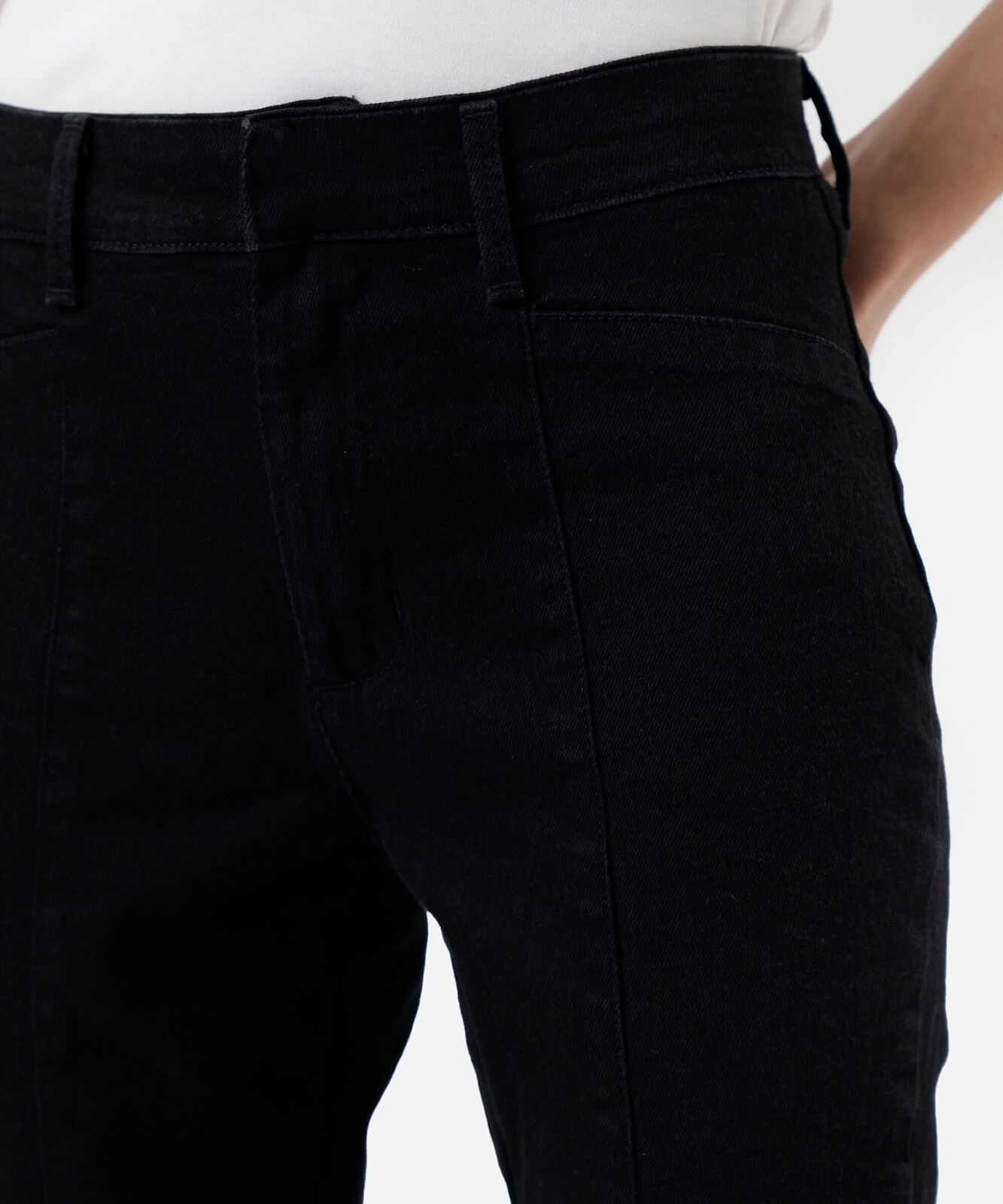 calça slim feminina jeans cintura alta com fenda preta