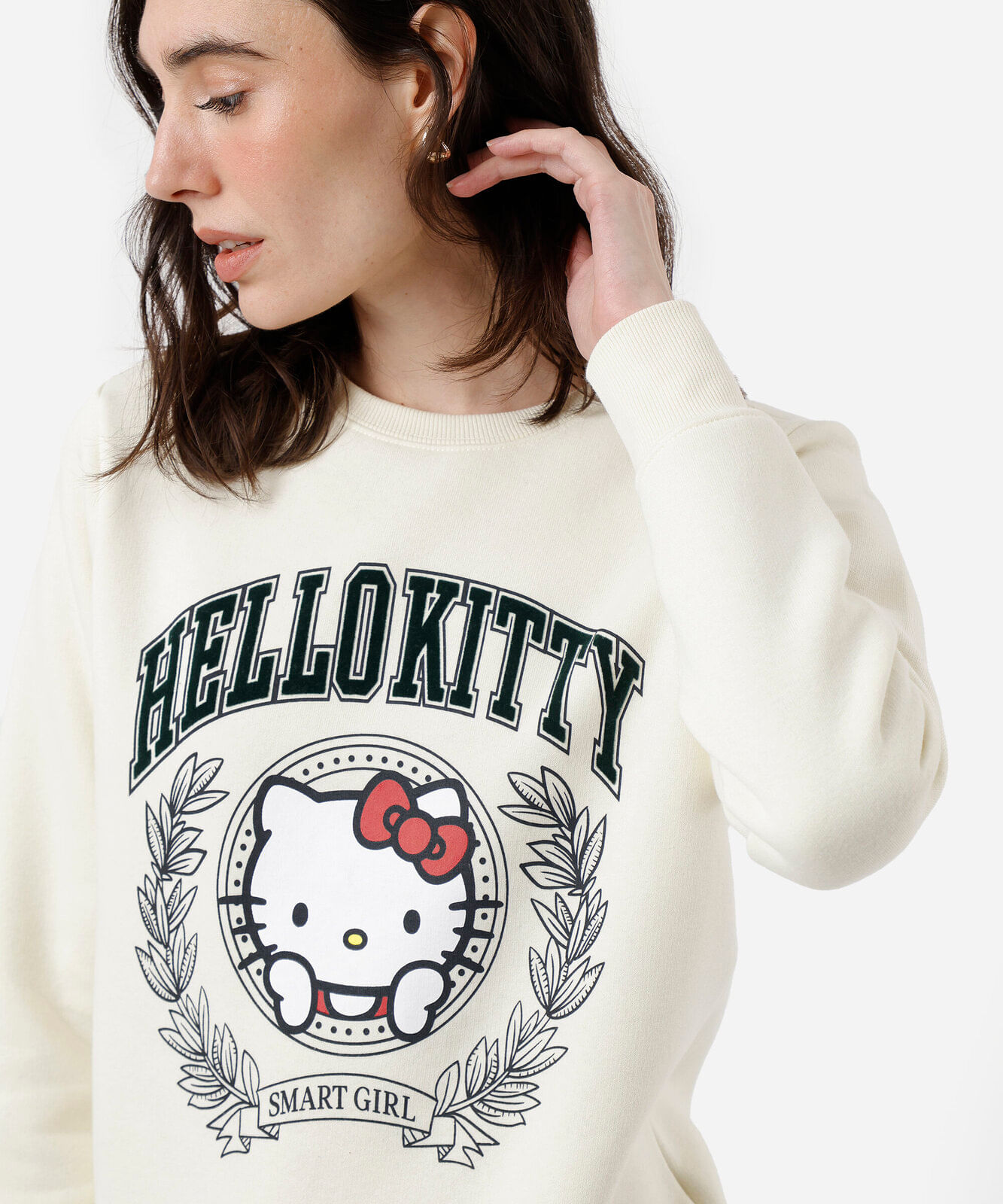 blusão de moletom feminino hello kitty bege