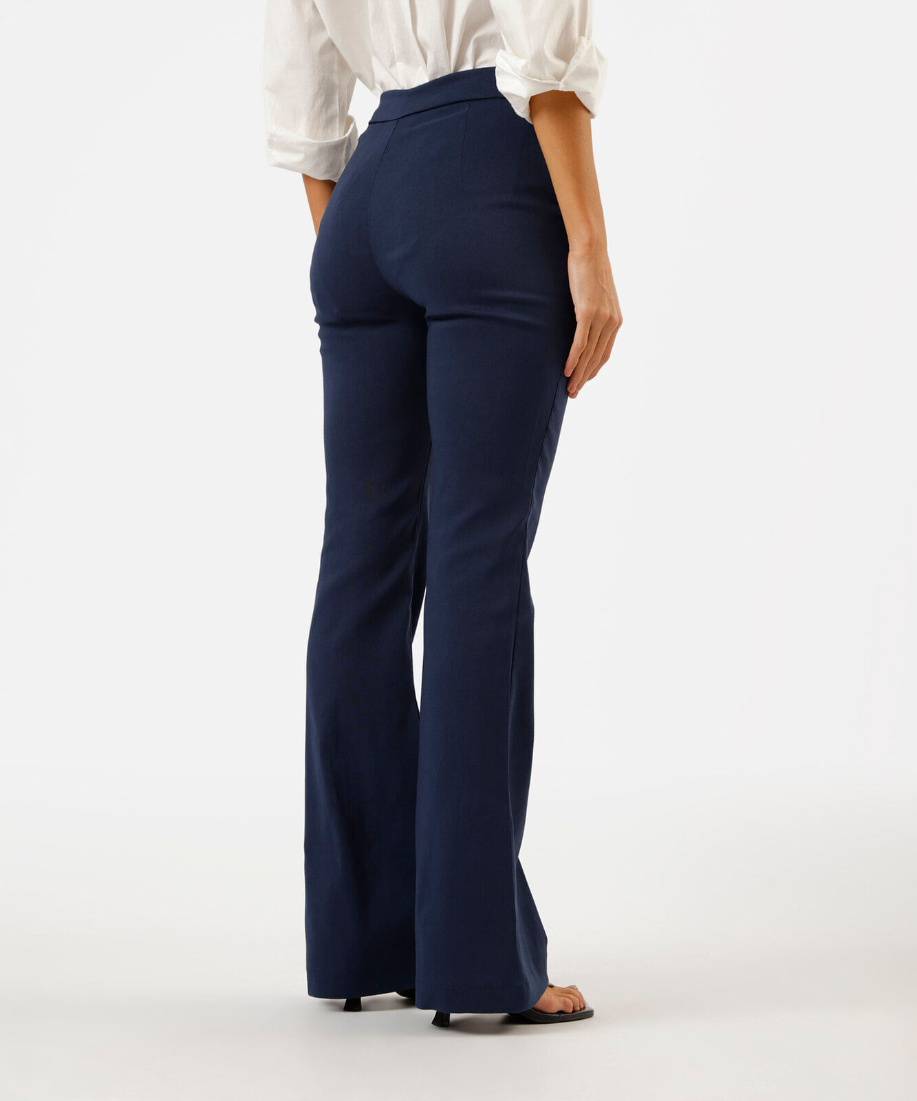 calça flare feminina cintura alta azul