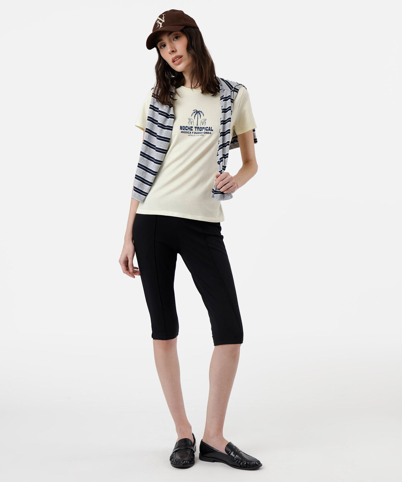 camiseta feminina de algodão noche tropical amarelo