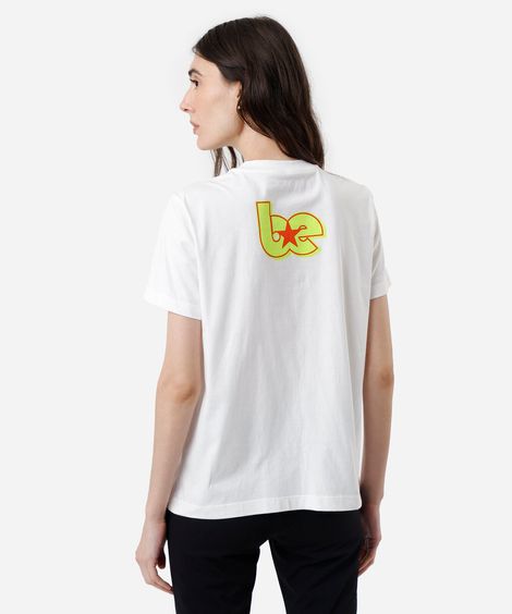 camiseta feminina de algodão manga curta billie eilish off white