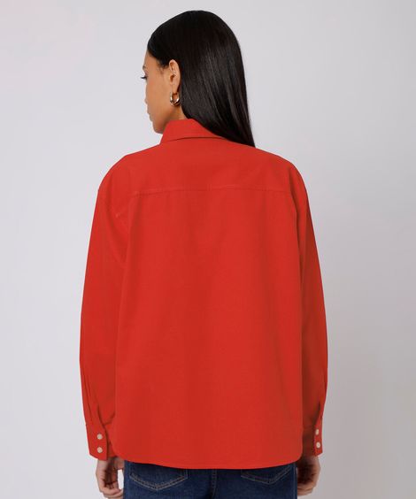 camisa feminina de algodão manga longa mindset vermelha